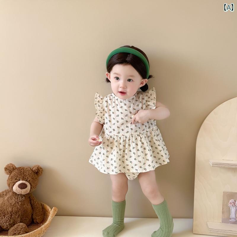 ドレス ロンパース ベビー 夏服 ジャンプ スーツ かわいい 赤ちゃん イン サマー 韓国 だぶだぶ 女の子 花 プリンセス 薄手 スタイル