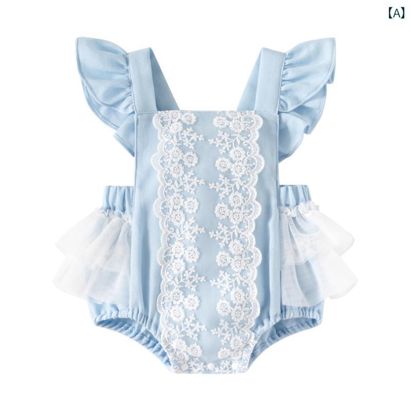 ロンパース ベビー 夏服 ジャンプ スーツ かわいい 赤ちゃん 女 用 サマー 薄手 背...
