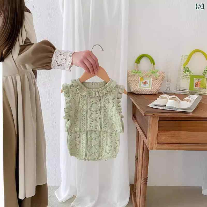 トップス パンツ ベビー 服 幼児 韓国 女児 赤ちゃん用 夏服 ニット ウール レース...