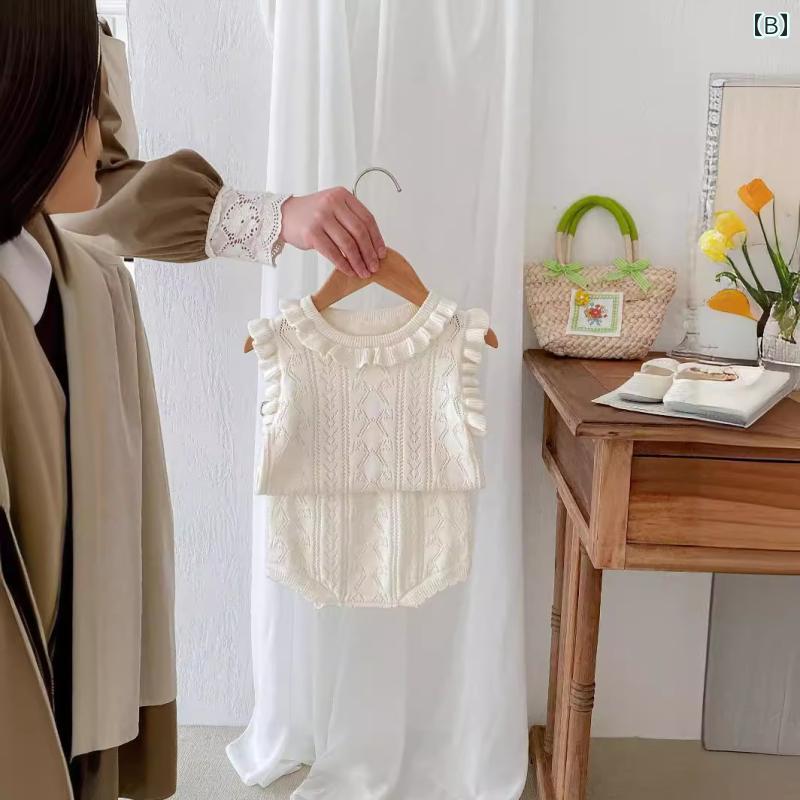 トップス パンツ ベビー 服 幼児 韓国 女児 赤ちゃん用 夏服 ニット ウール レース...