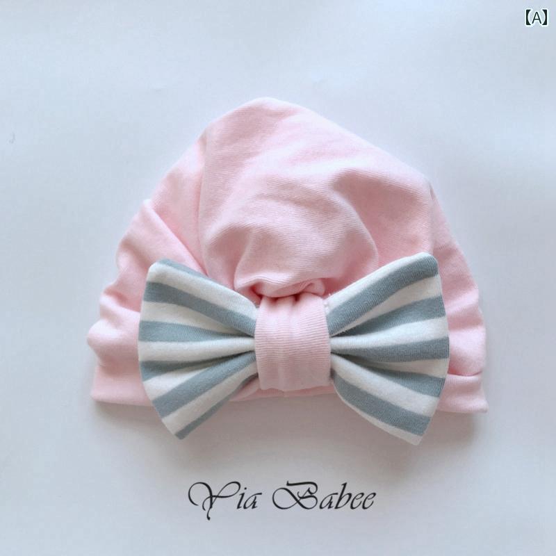 帽子 新生児 キャップ ピンク ビッグリボン ガール ベビー 厚手 暖かい 秋冬 保護 綿 プルオーバー かわいい