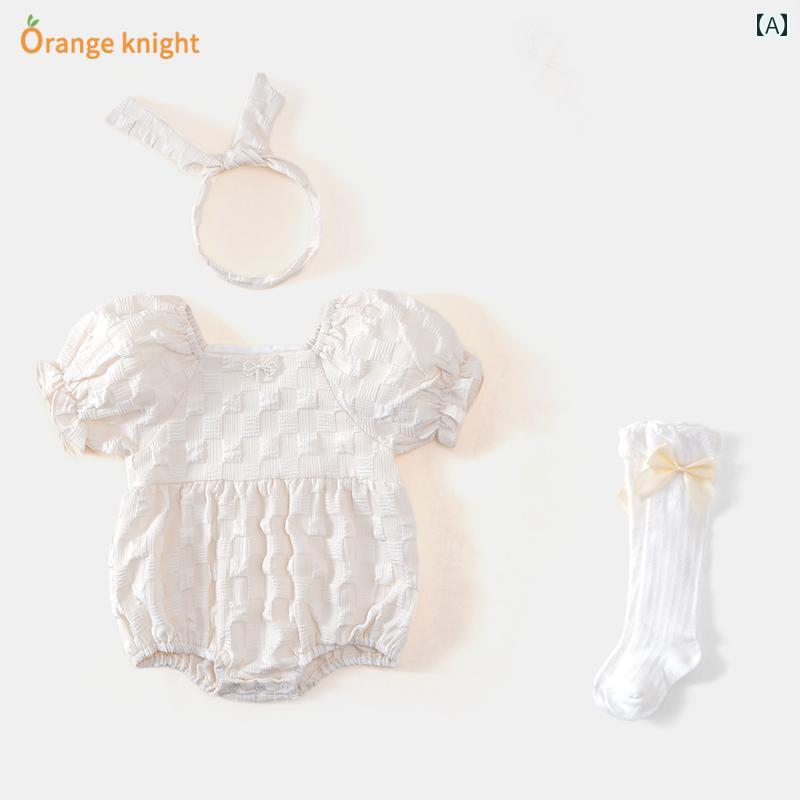 ロンパース ベビー服 新生児 夏用 ジャンプ スーツ かわいい 赤ちゃん 服 夏服 女児 パフスリーブ プリンセス 100日 生後1ヶ月用 韓国 だぶだぶ 服