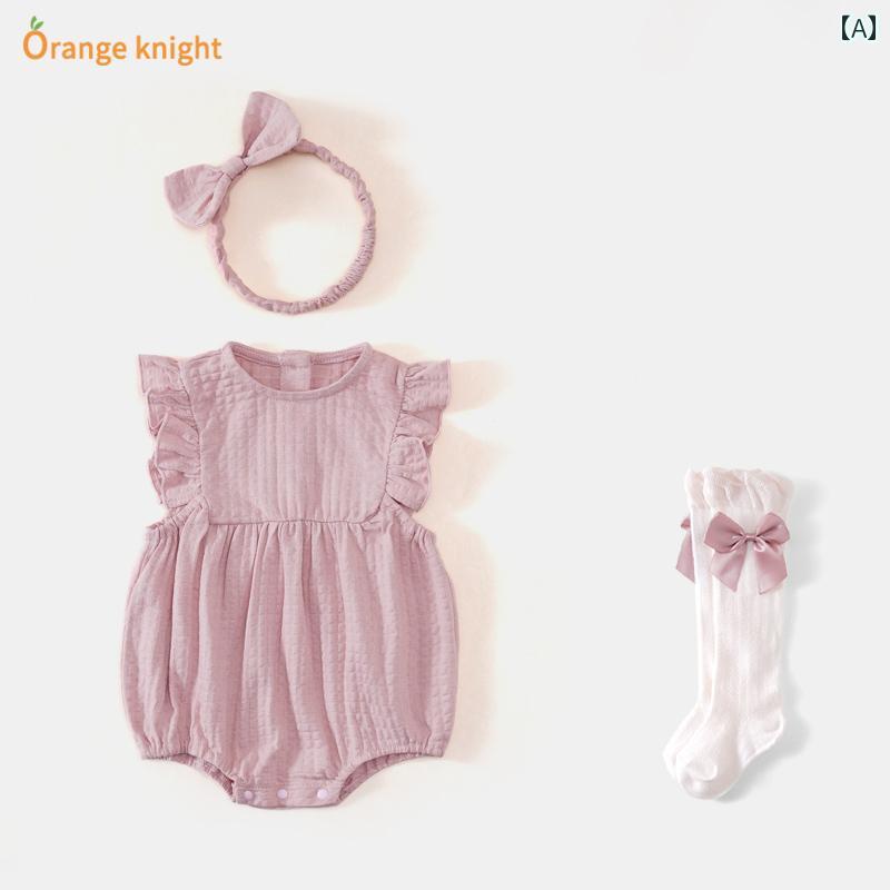 ロンパース ベビー服 新生児 夏用 ジャンプ スーツ かわいい 赤ちゃん 韓国 夏服 女の子 着ぐるみ ネット 三角 服 スタイリッシュ ノースリーブ ベスト カーキ