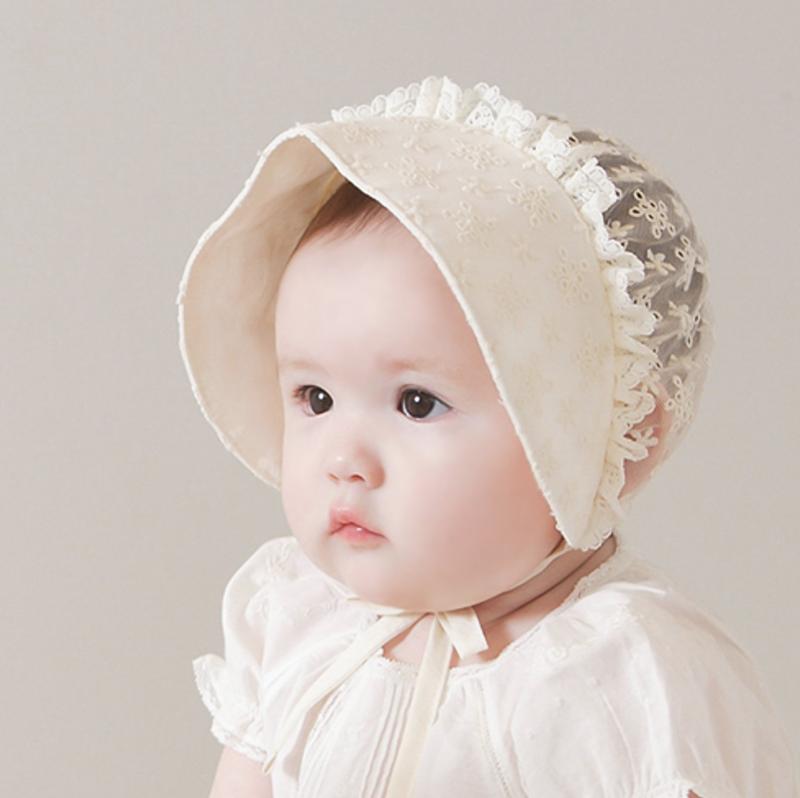 ベビー 帽子 かわいい キャップ ひさし帽 刺繍 フリル レース 防風 日除け 幼児 赤ちゃん 装飾 夏 屋外 外出 レジャー 幼児 子供