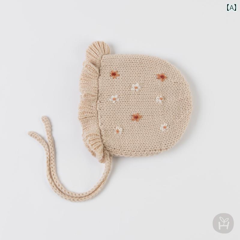 ベビー 帽子 防寒 韓国 女の子 赤ちゃん ウール 裏起毛 プリンセス 冬 ガール エッジ 防風 かわいい 暖..