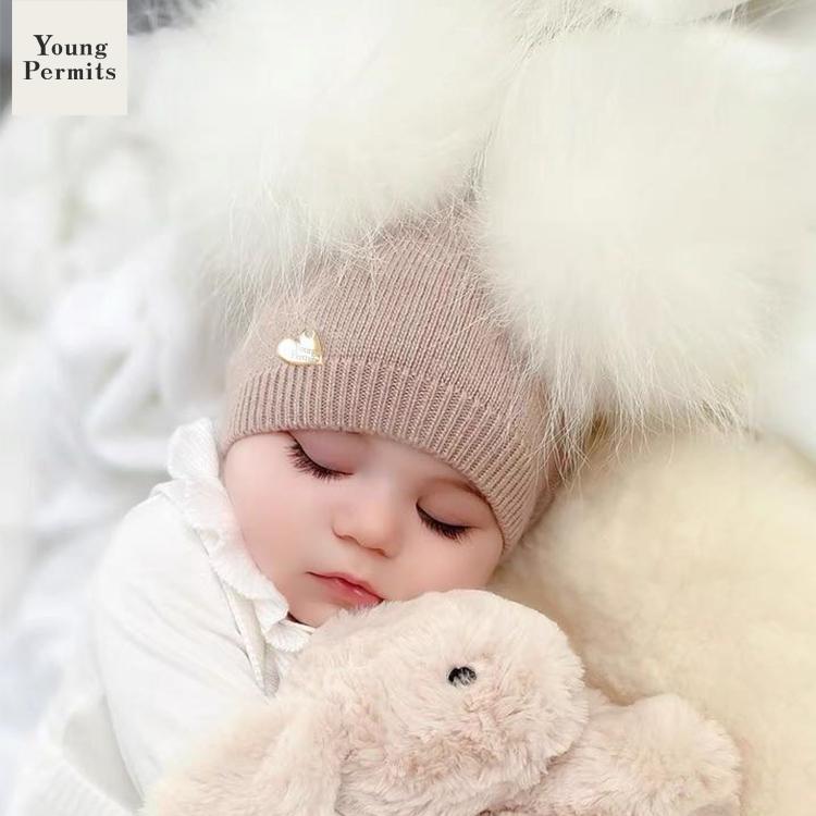 ベビー 帽子 防寒 かわいい 312ヶ月 ファーボール 秋冬 ウサギ 暖かい ウール キャップ 男の子 女の子 ..