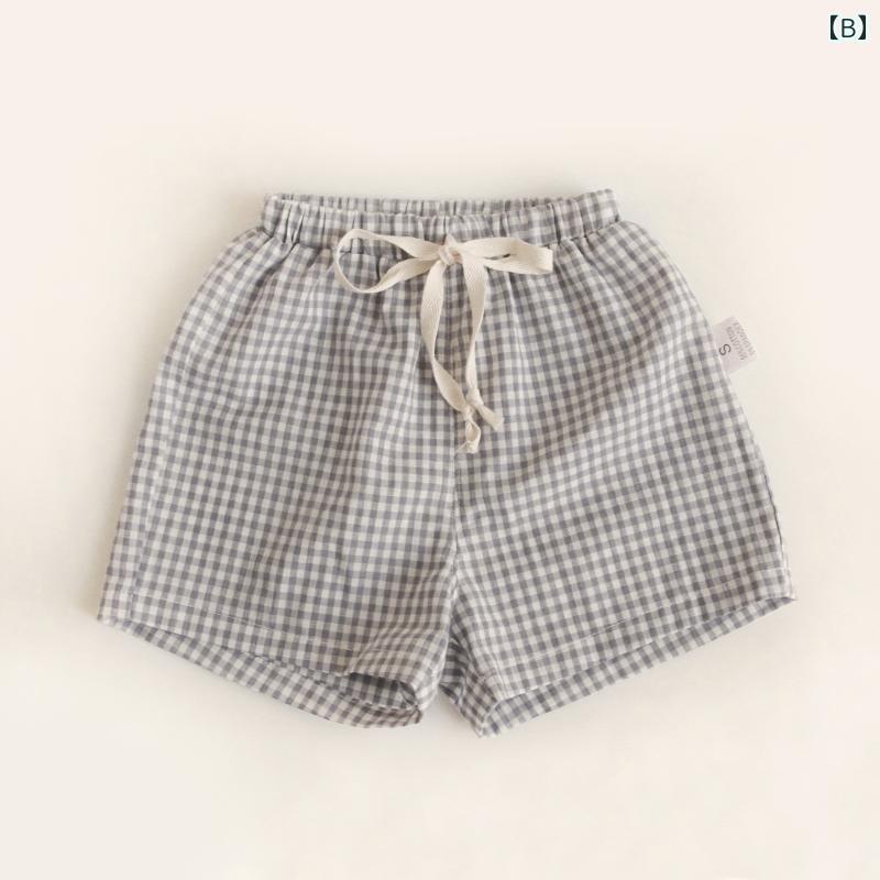 セキュアデポのベビー 赤ちゃん キッズ 夏 チェックショートパンツ 薄手 メンズ レディース兼 子供 かわいい おしゃれ 動きやい 快適 韓国 外遊び 着替え レジャー 撮影 お祝い プレゼント｜アングル2