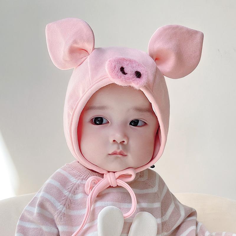 ベビー 帽子 防寒 かわいい 豚 秋冬 男の子 女の子 キャップ 赤ちゃん 新生児 キャップ シンプル 綿 耳..