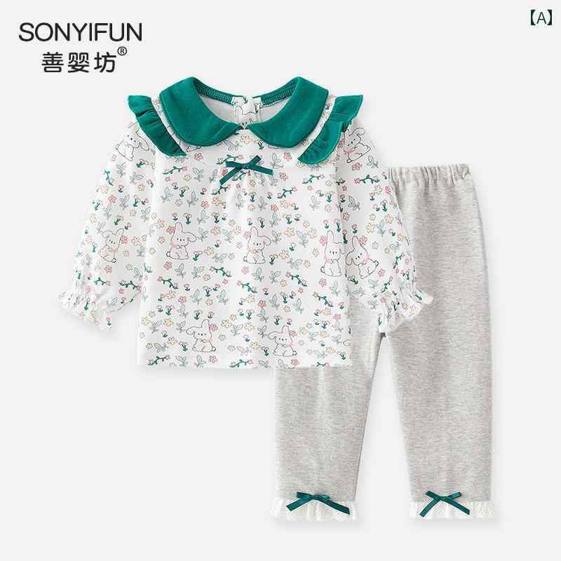 パジャマ ルームウェア ベビー 服 赤ちゃん 女児 春秋 セット 綿 森風 プリンセス ...