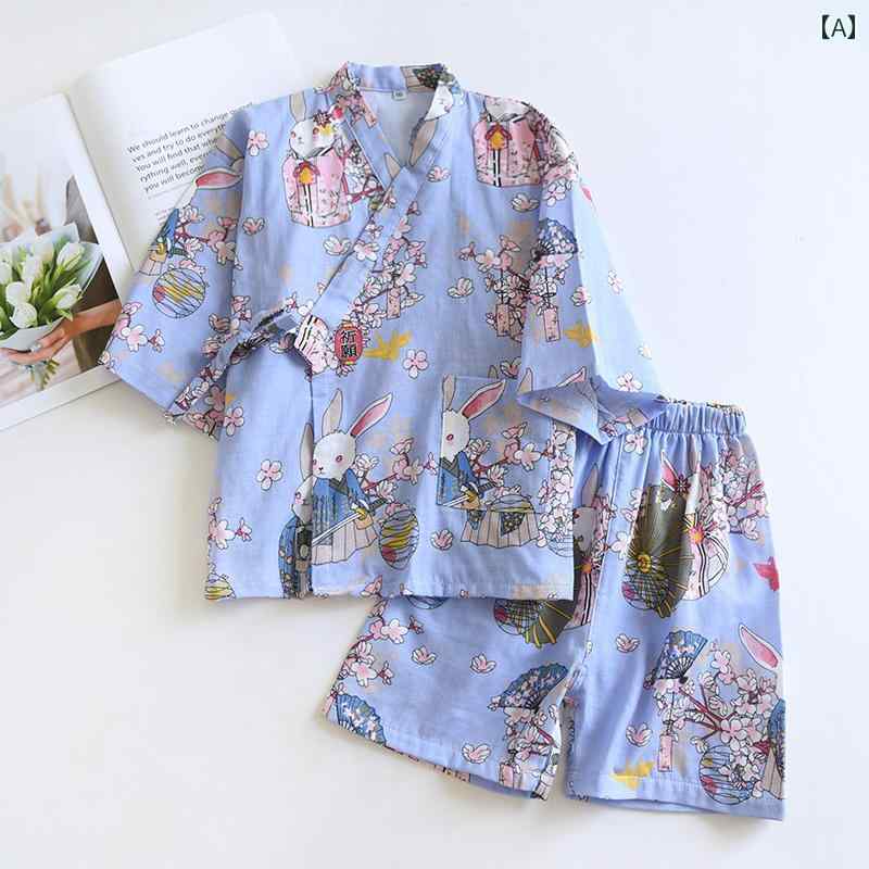 パンツ パジャマ ルームウェア 涼しい 夏 キッズ 春 子供 二重 ガーゼ レース 着物 ベビー 綿 漢服 男の子 女の子 ミッド スリーブ ミッド ホーム 服