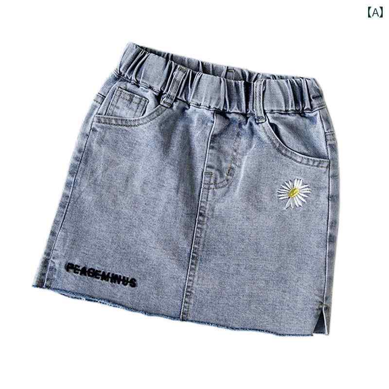 スカート ドレス スカート キッズ ファッション 女の子 デニム ショート サマー 中型 大型 子供用 リトル デイジー 子供用 スタイル aライン