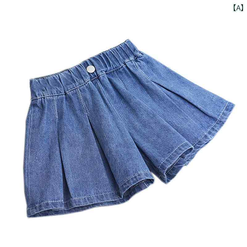 スカート パンツ キッズ ファッション カジュアル デニム 中小 規模 子供 女の子 子供服 夏 ルース ソリッドカラー ジーンズ ベビー 快適 子供用