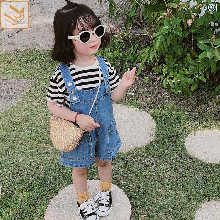 キッズ ファッション カジュアル デニム ビブ ショーツ 子供用 ビブ ショーツ 女の子 ビブ ショーツセット 夏 子供 ジーンズ