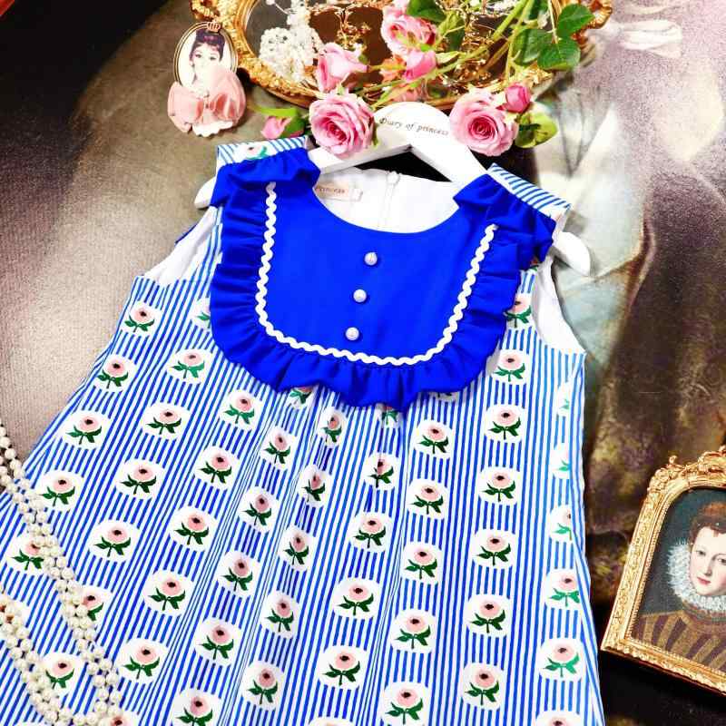 ドレス ワンピース かわいい キッズ ファッション 子供服 女の子 プリント 花柄 コットンベスト パール..