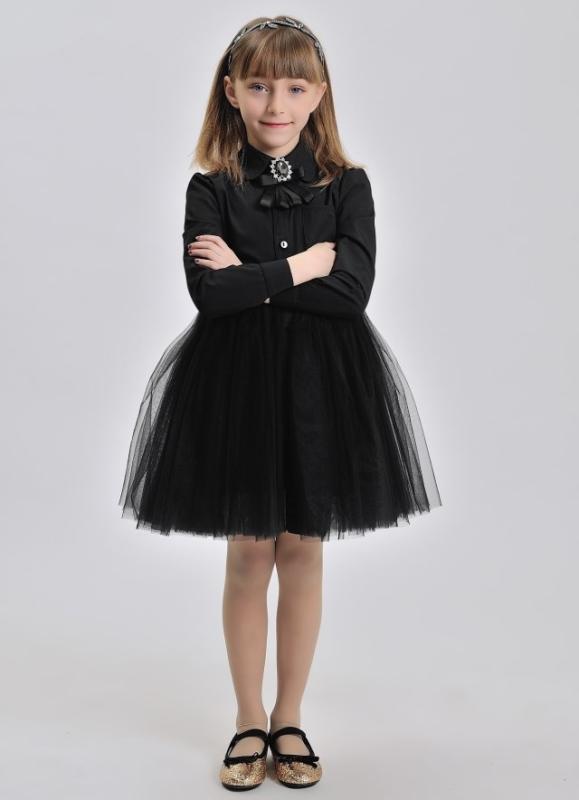 ドレス スカート シャツ ドレス ワンピース かわいい キッズ ファッション 子供服 女の子 プリンセス サンド 長袖 コットン チュチュ 春秋 スタイル 黒