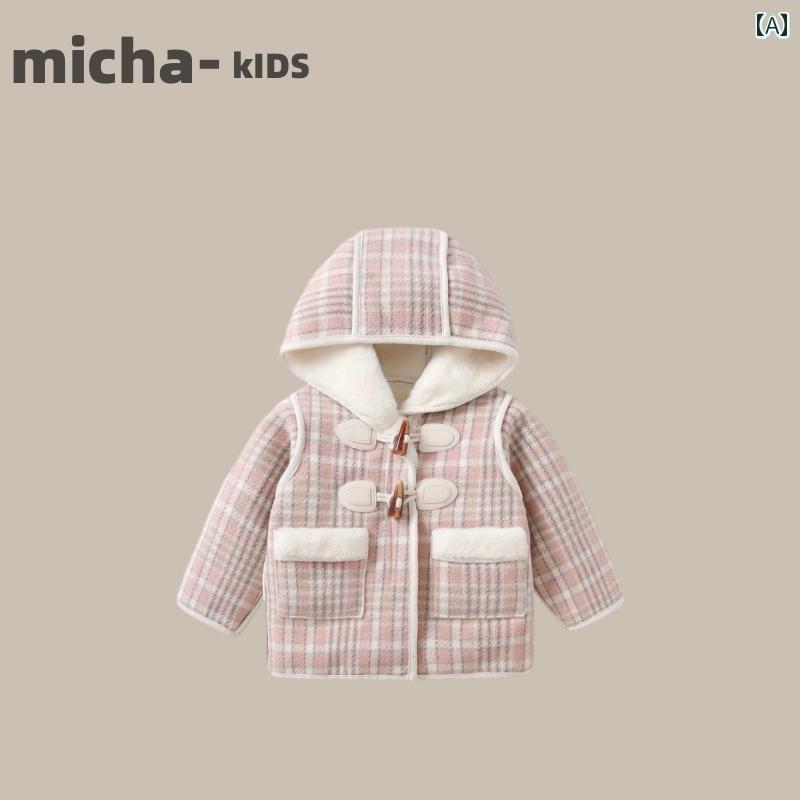 楽天セキュアデポコート ウール おしゃれ 子供服 キッズ 韓国 冬 スタイル 子供 女児 赤ちゃん ミディアム ロング ベルベット ウインドブレーカー