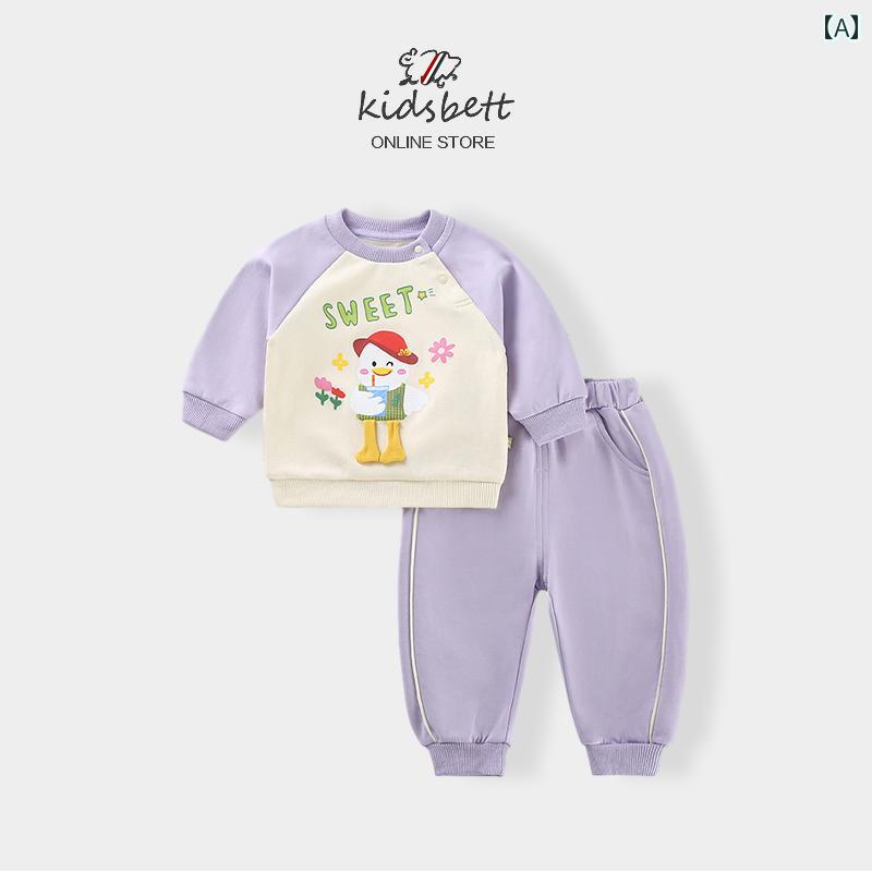 パンツ 子供服 かわいい セットアップ 幼児 キッズ 服 女の子 スーツ 春 スタイル ベビー プルオーバー トレーナー カジュアル 春秋 2点 セット