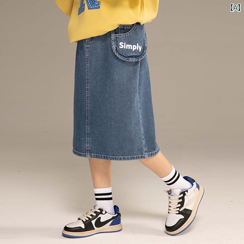 Other - スカート デニムスカート キッズ カジュアル かわいい 小さい 女の子 子供服 春 中型 大型 子供 おしゃれ 春秋 ミドル丈