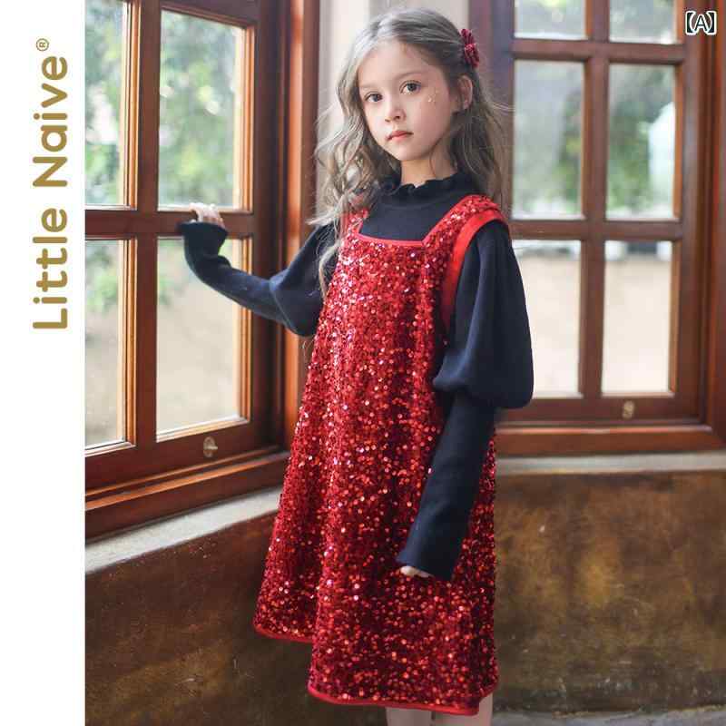 スカート ドレス スカート キッズ ワンピース おしゃれ かわいい 女の子 子供服 春秋 スパンコール プリンセス 赤い 誕生日 子供 ベスト