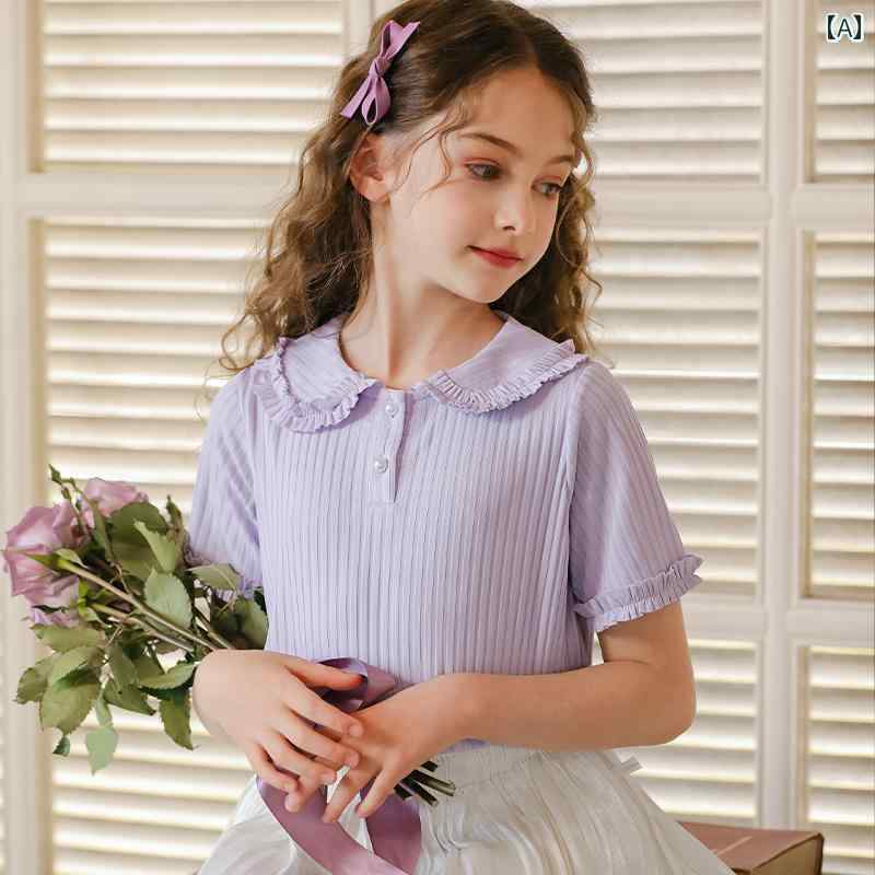 トップス シャツ Tシャツ 半袖 子供服 カジュアル キッズ 小さい 人形 襟 夏 かわいい ニット