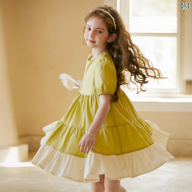 ドレス スカート キッズ ワンピース おしゃれ かわいい 女の子 子供服 サマー ガールズ M ～ L