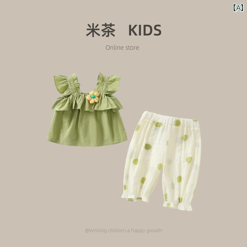 子供服 セットアップ カジュアル かわいい 韓国 サマー スーツ スタイル 子供服 小さい ベビー 半袖 2点 セット おしゃれ