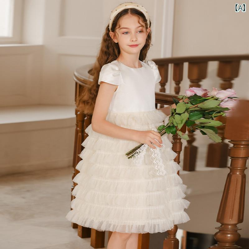 ドレス キッズ ワンピース おしゃれ かわいい 女の子 子供服 夏 ケーキ つぼみ スリーブドレス 子供 メ..