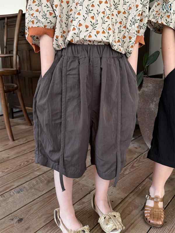 パンツ ハーフパンツ ゆったり キッズ 動きやすい 半ズボン 子供用 ショート 男の子 女の子 カジュアル 夏用 スプライス 五分丈 ベビー ミドル丈