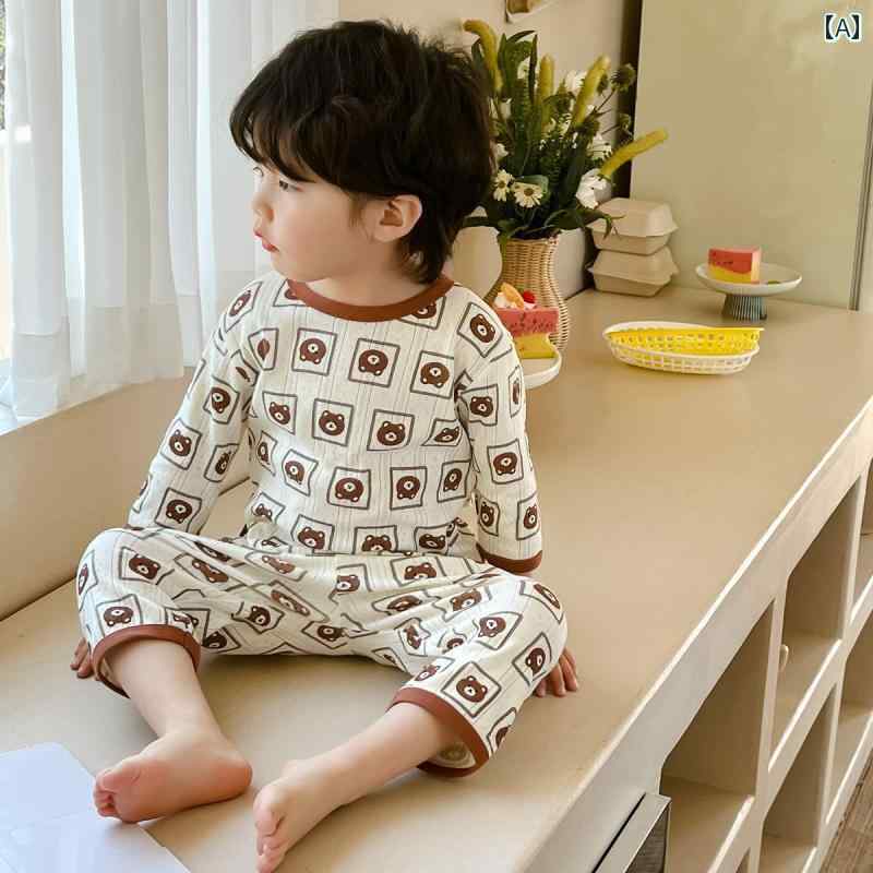 パンツ キッズ パジャマ ルームウェア 夏用 男の子 女の子用 子供 クラス A 綿 ホーム 服 セット ベビー ミッド スリーブ ミッド 快適 服