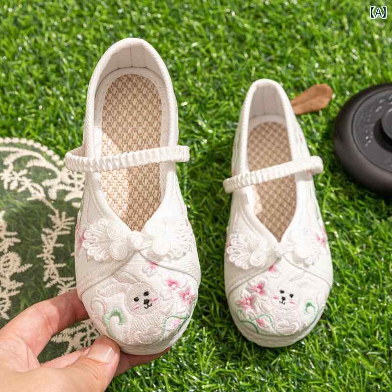 シューズ 靴 子供靴 かわいい メリージェーン 歩きやすい キッズ 女の子 刺繍入り 子供用 漢服 女性 衣装 プリンセス 中国 アンティーク 唐 スーツ 古風 布靴 夏