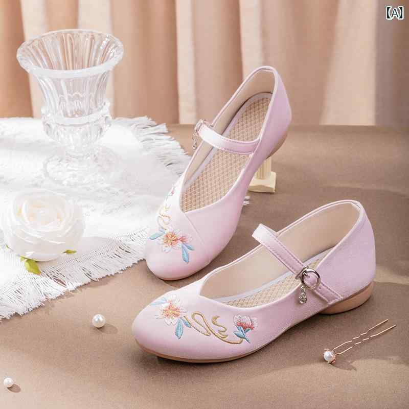 シューズ ドレス 靴 シューズ 子供靴 かわいい メリージェーン 歩きやすい キッズ チャイナ 刺繍 施 女..