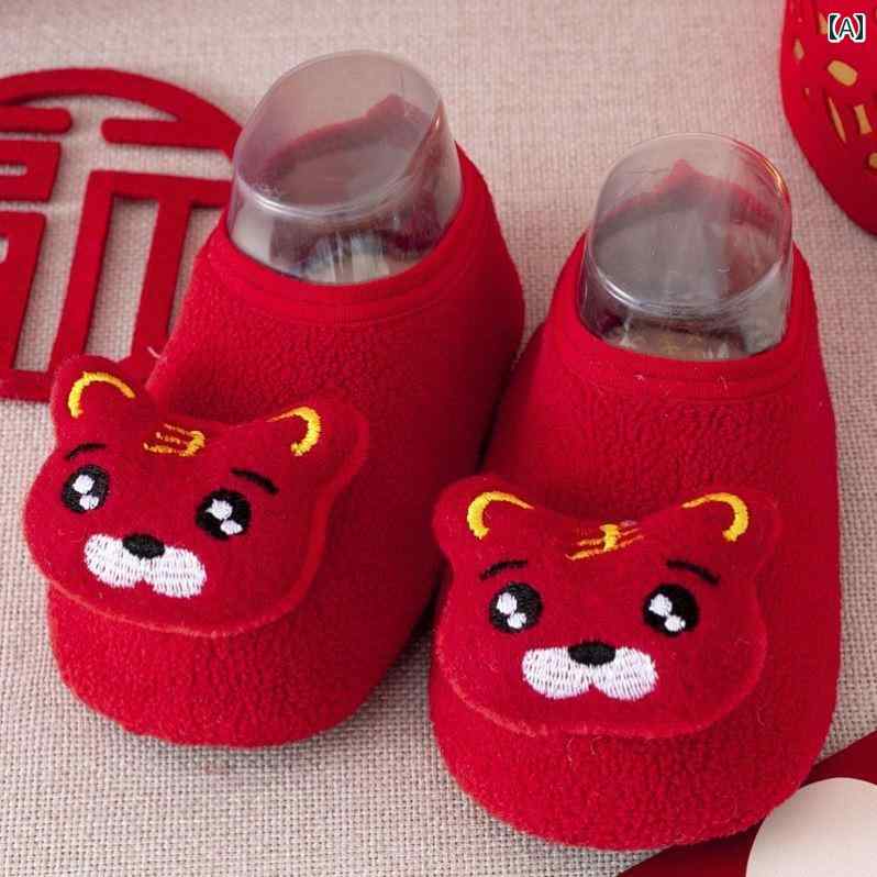 靴 ベビー フラットシューズ 歩きやすい 履きやすい タイガー つま先 メンズ レディース 秋冬 暖かい 屋内 滑りにくい 幼児 ソフト ソ..