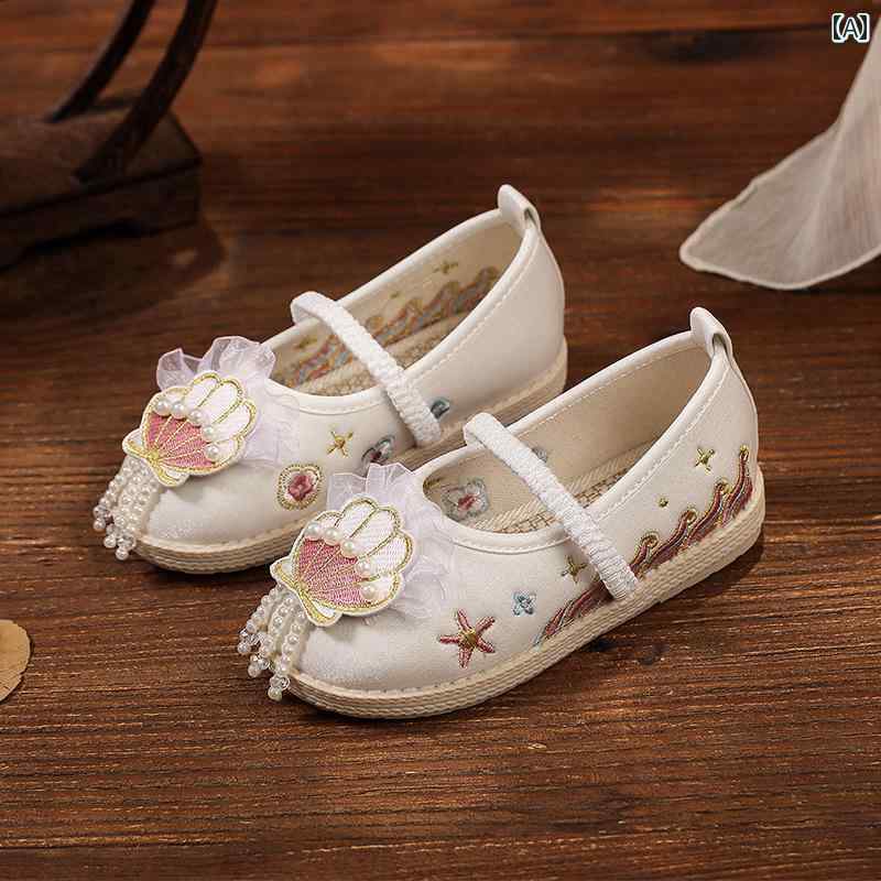 シューズ 靴 子供靴 かわいい メリージェーン ベビー キッズ 女の子 漢服 春秋 レトロ 漢 布靴 中華風 女児 赤ちゃん 子供 ウサギ 衣装 女の子 刺繍