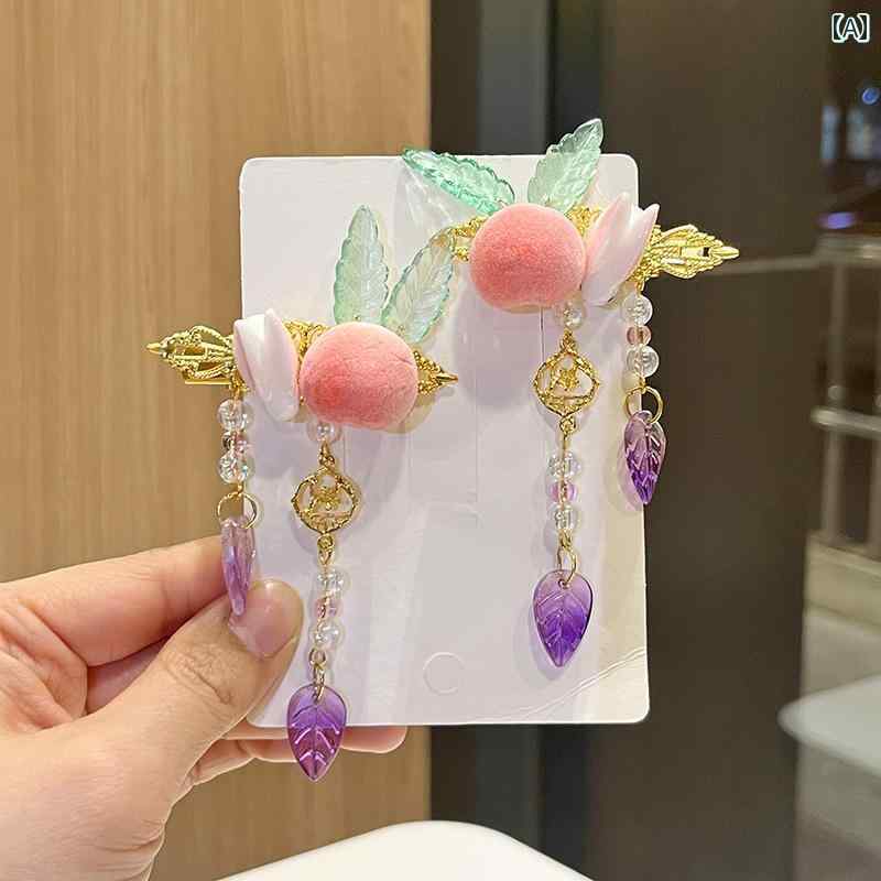 ヘア アクセサリー かわいい キッズ 子供用 漢服 頭飾り フェアリー ヘアピン レトロ 衣装 アクセサリ..