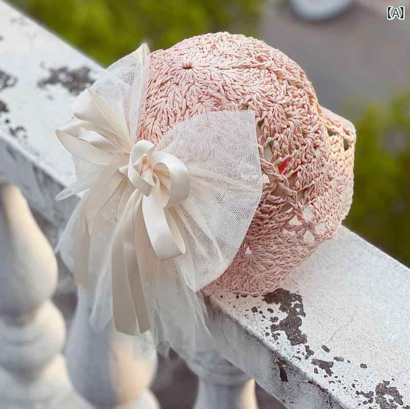 ビーチハット 夏 キッズ 子供 麦わら 帽子 女児 赤ちゃん サンシェード 通気性 フィッシャーマン ハッ..