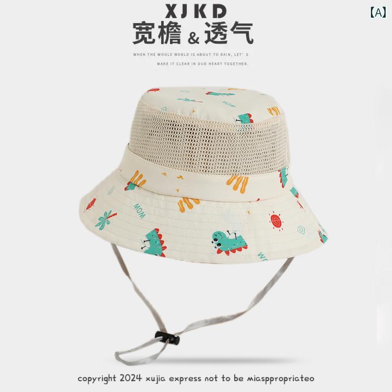 キッズ 帽子 夏 アウトドア レジャー ベビー 薄手 通気性 メッシュ つば広 ボーイズ ガールズ 日焼け防..