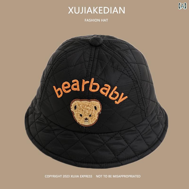 バケット ハット キッズ 帽子 ベビー 秋冬 クマ ボーイズ ガールズ アウトドア レジャー 防風 暖かい ..