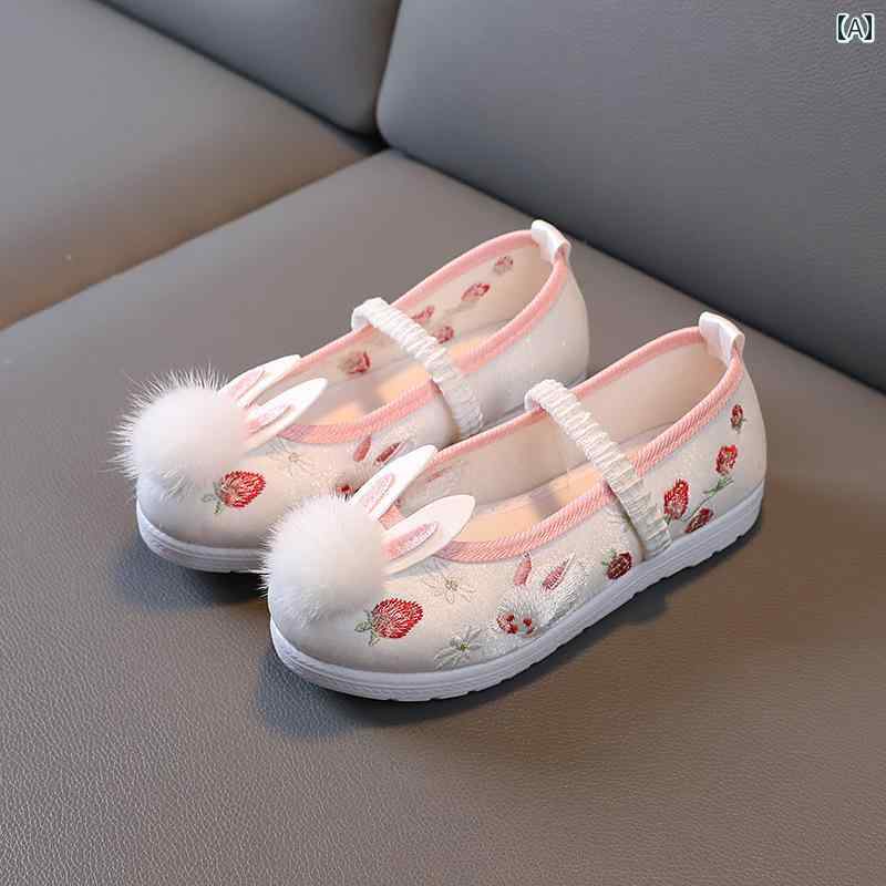 シューズ 靴 子供靴 かわいい メリージェーン ベビー キッズ 歩きやすい 春秋 女の子 漢服 ソフト ソール 子供 古風 刺繍 アンティーク かわいい コスチューム プリンセス