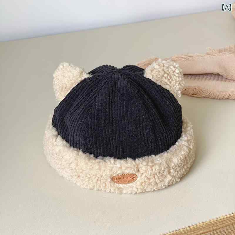 ドームキャップ おしゃれ キッズ 帽子 かわいい 新 韓国 ベビー 家主 秋冬 韓国 スタイル メロン 皮 ぬいぐるみ 暖かい ボーイズ 子供
