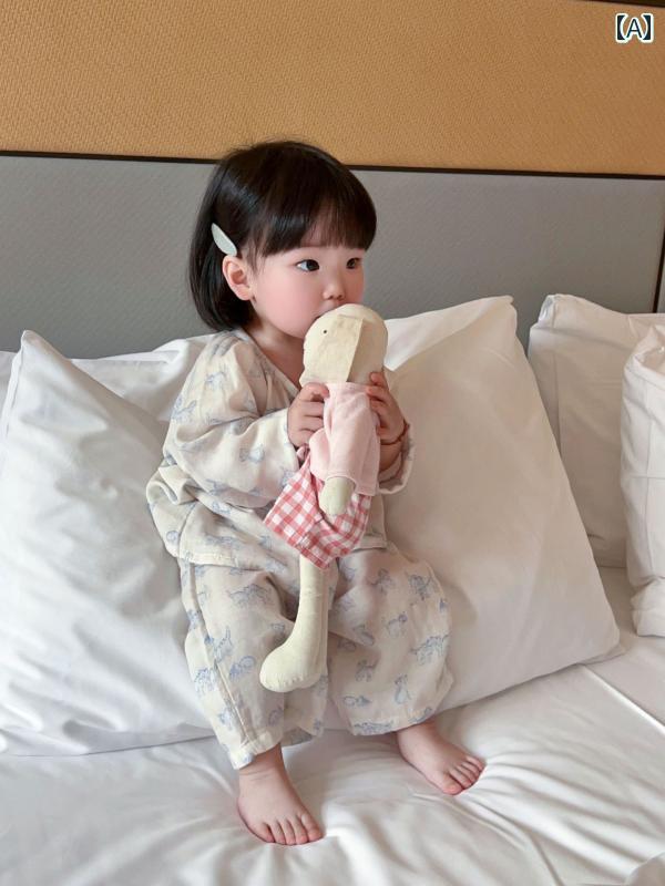 Other - キッズ パジャマ ルームウェア 部屋着 子供 春夏 ホーム 服 セット 親子 男の子 女の子用 竹 綿 ガーゼ ベビー 長袖 ズボン