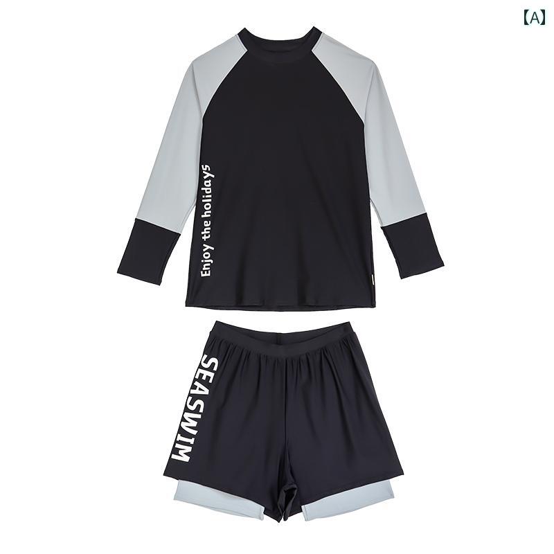 キッズ 水着 プール ビーチ 海水浴 レジャー スイミング ウェア 子供用 トランクス スーツ 長袖 速乾 日焼け防止 UPF 50 スプリット 専門 トレーニング