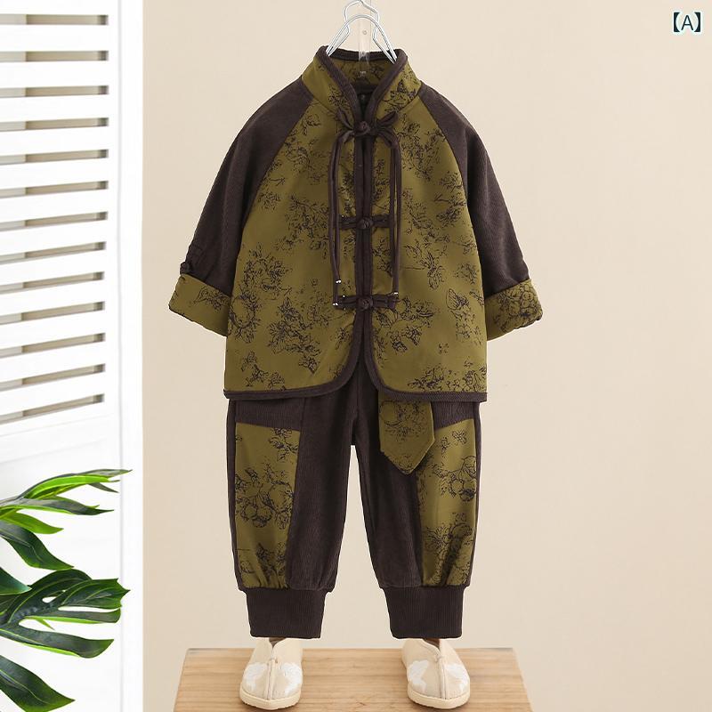 Accessories - 子供服 かわいい セットアップ リンクコーデ 男の子用 中華風 スーツ 春秋 レトロ 子供 赤ちゃん 中国 一週間 着 幼児 1歳 服