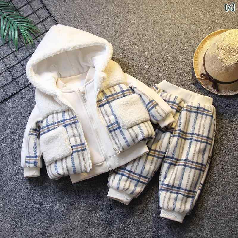 子供服 かわいい セットアップ 男の子 冬服 裏起毛 厚手 スーツ ベビー 子供服 冬 ベスト 3 点 セット 幼児 韓国