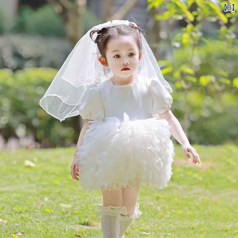 ドレス 女の子 ガールズ プリンセス 女児 赤ちゃん 誕生日 1歳 メッシュ ケーキ チュチュドレス 夏