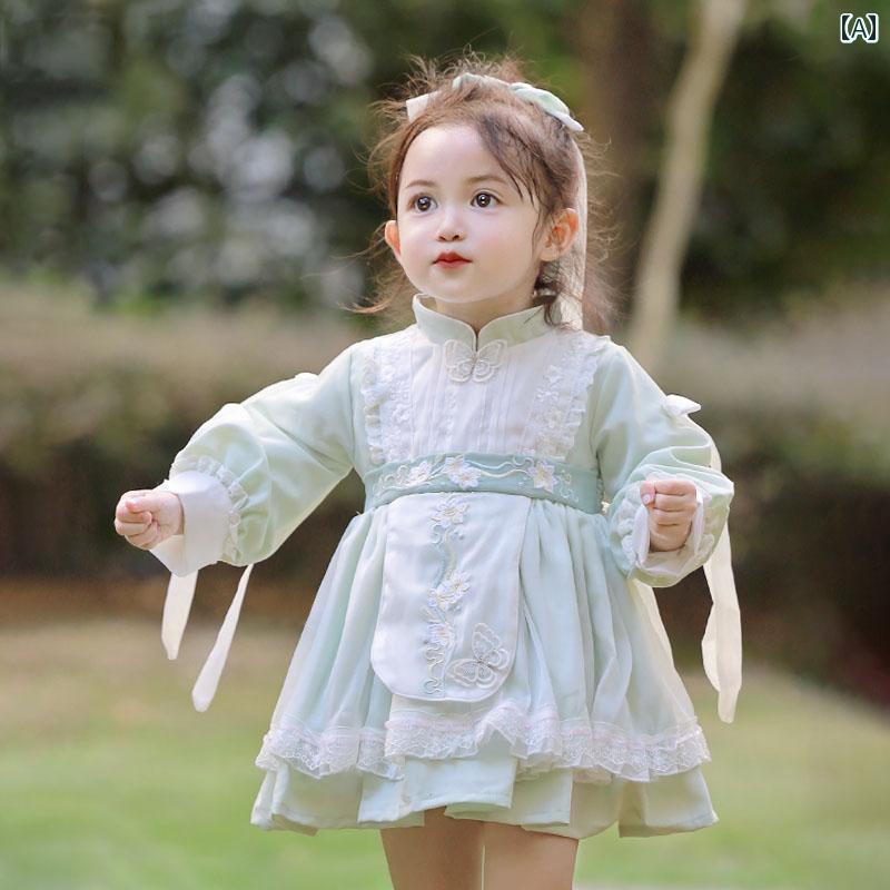 Dress, traditional costume, girl, Chinese, Lolita, princess, girls', Hanbok, birthday, 1 year old, girl, baby, autumn/winter, children's clothing