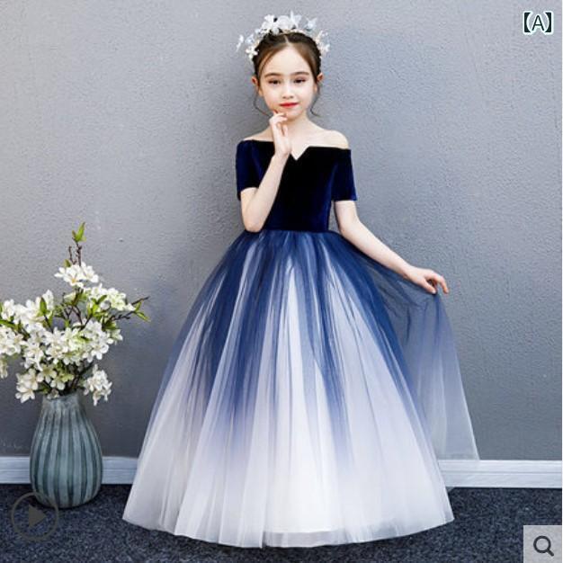 ドレス 発表会 ピアノ パフォーマンス ガールズ ホスト パフォーマンス 中型 大型 子供用 ハイエンド ワンショルダー イブニングドレス 子供用 プリンセス