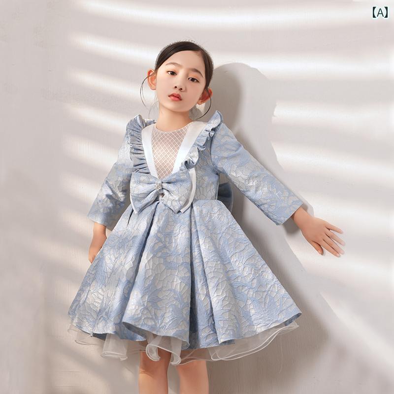 ドレス 発表会 子供 プリンセス フラワーガール 誕生日 チュチュドレス 長袖 ホスト ガールズ ピアノ 演奏 秋冬