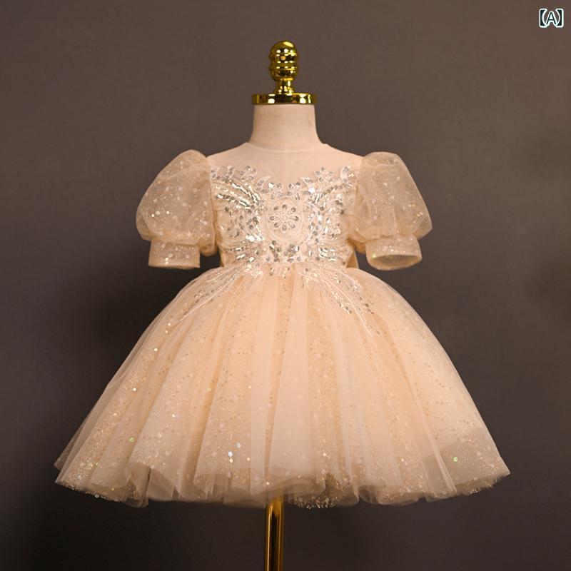 ドレス 発表会 ベビー 1歳 春夏 子供 ピアノ 演奏 リトル プレゼンター フラワーガール プリンセス ガールズ ふわふわ ガーゼ ファッション