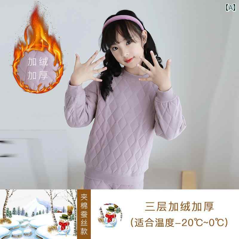 Learning Materials - 子供用 サーマル 下着 セット ベルベット 中 大 子供用 厚手 ドイツ製 ベルベット 三層 サンドイッチ コットンコート ズボン 学校 制服 アーティファクト