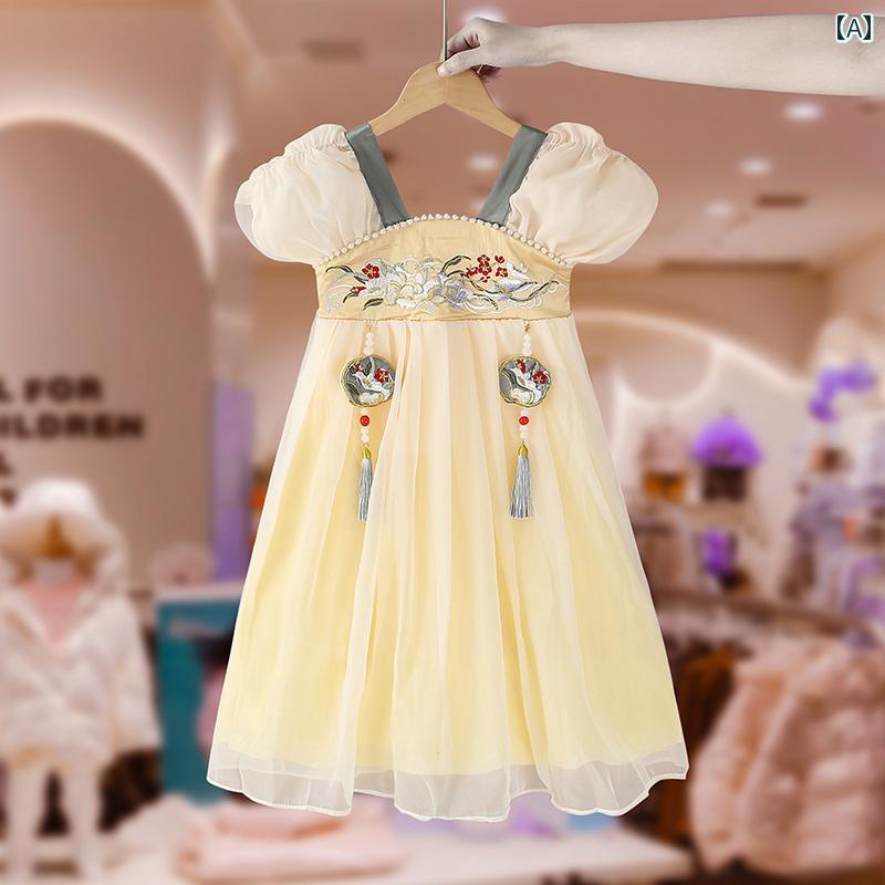 ドレス スカート キッズ ウェア 韓服 ガールズ 夏 薄手 スーパー フェアリー 子供新 幼児 赤ちゃん 夏 レトロ 唐装